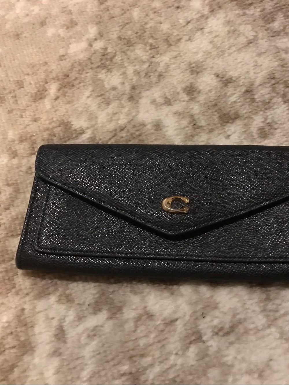 Coach Wyn Crossgrain Leather Slim Envelope Wallet Black